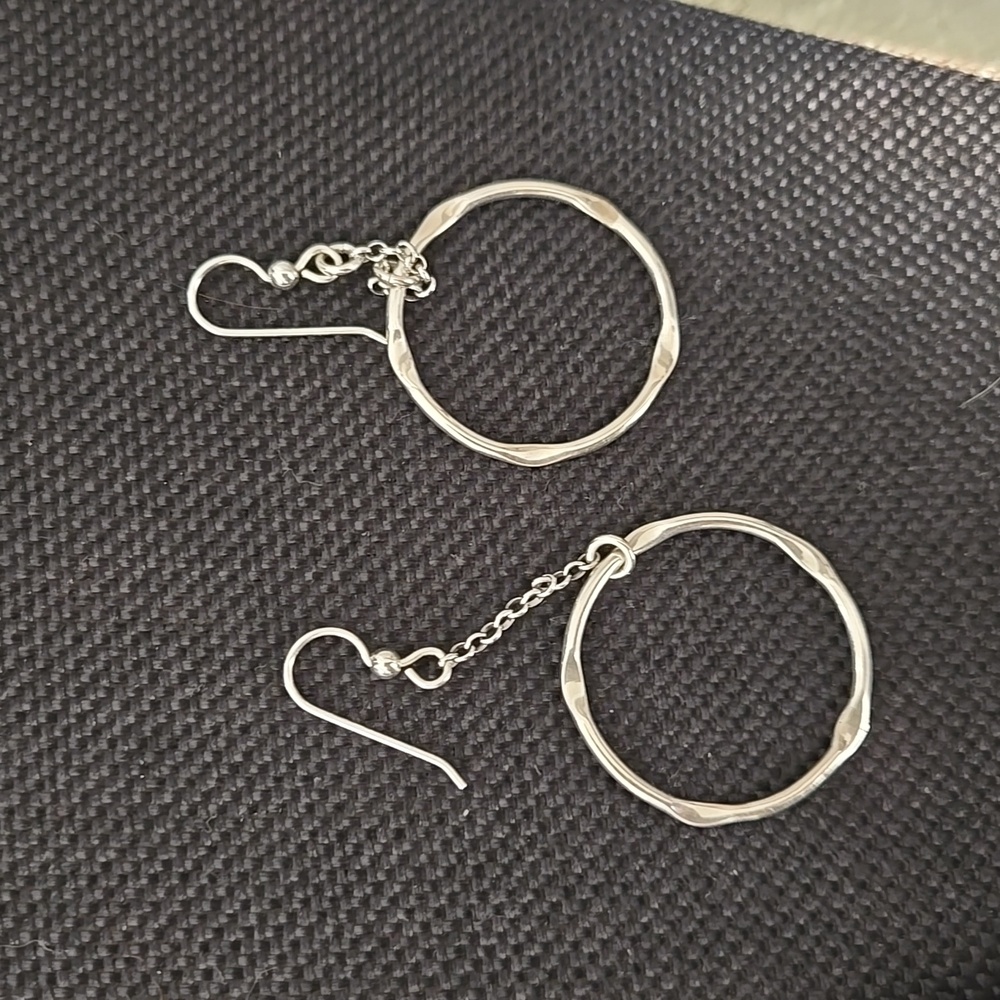 Sterling Silver Dangle Hoop Earrings